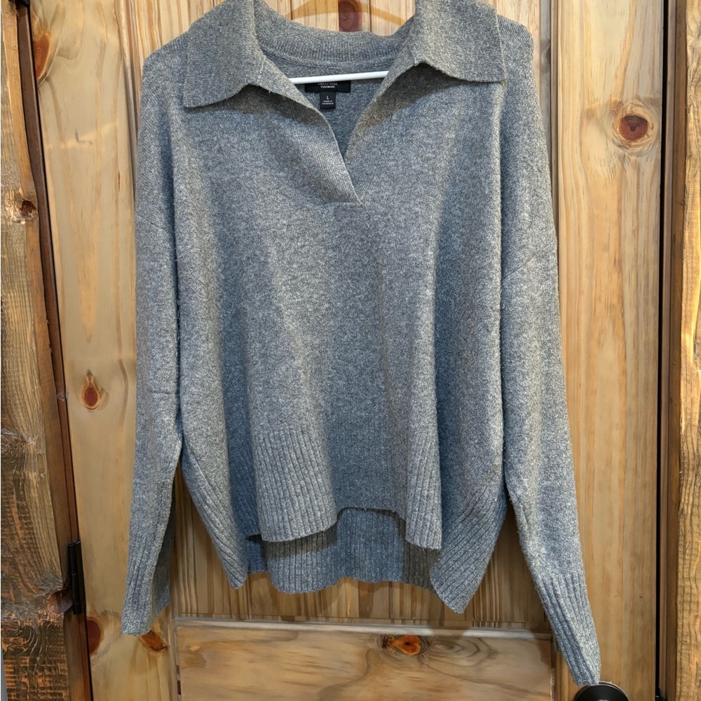 Simply Vera Vera Wang Gray V-Neck Pullover Sweater